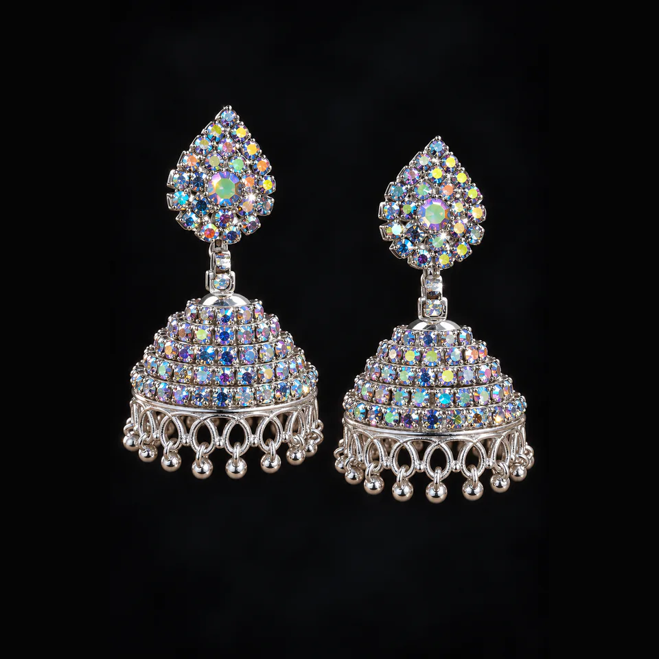 Crystal dome jhumka