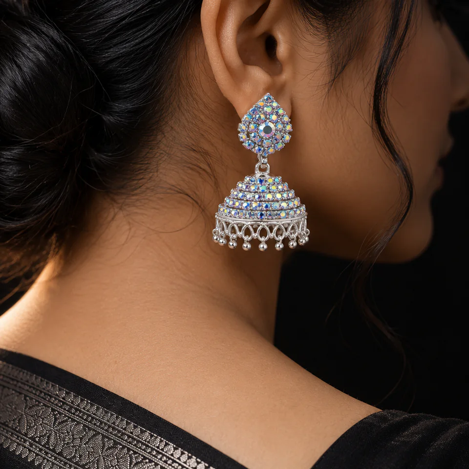 Crystal dome jhumka, view 4